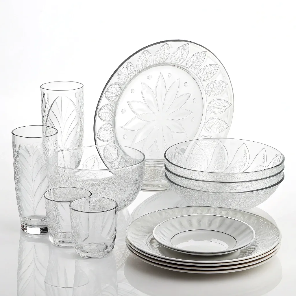 Contemporary glass dinnerware set